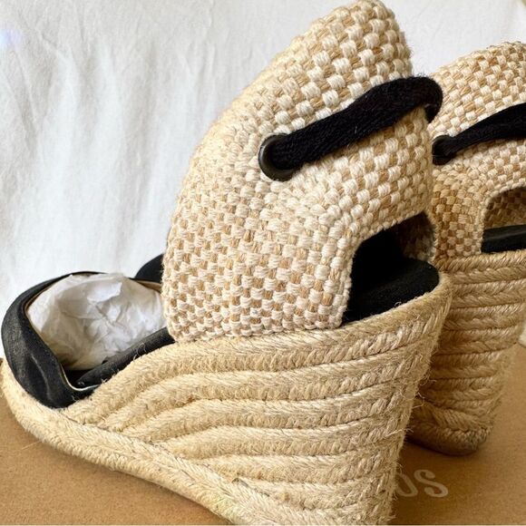 Soludos Black Marseille Espadrilles ankle tie wedges US women’s 8 - Picture 8 of 14